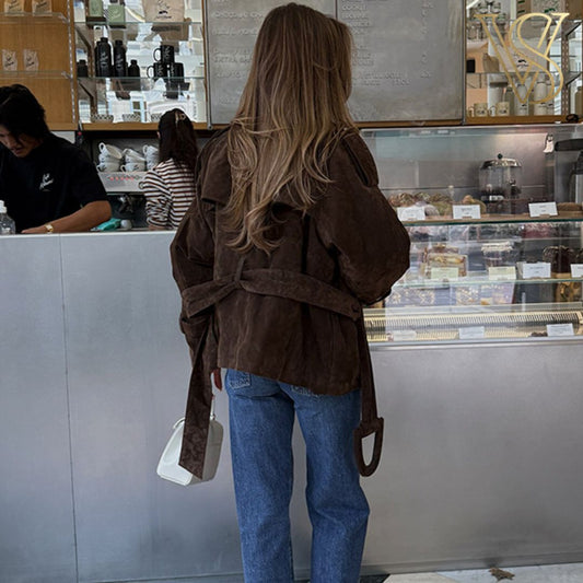 Retro Suede Belted Jacket