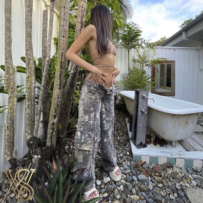 Low-Rise Camo Cargo Pants