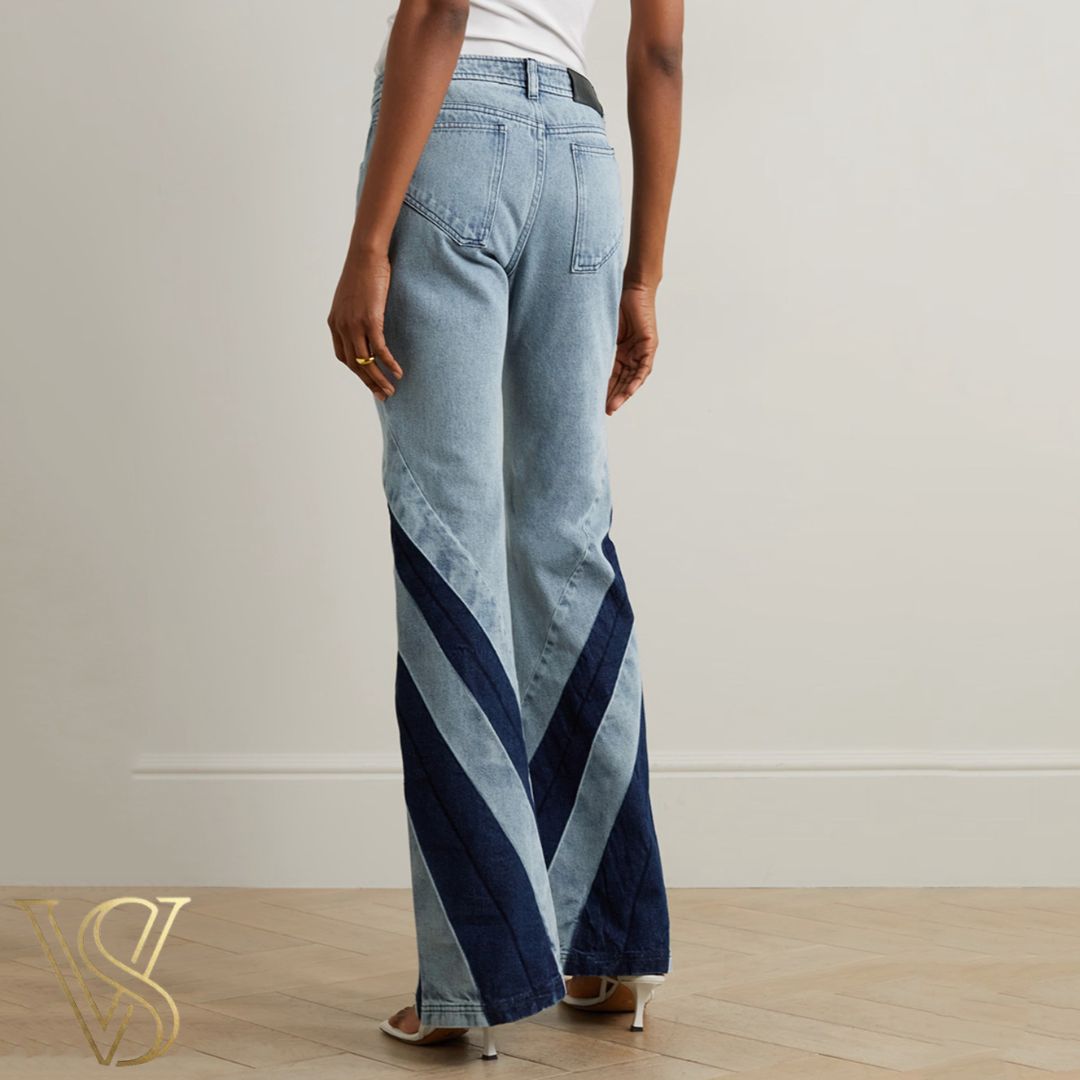 Asymmetric Patchwork Denim Set
