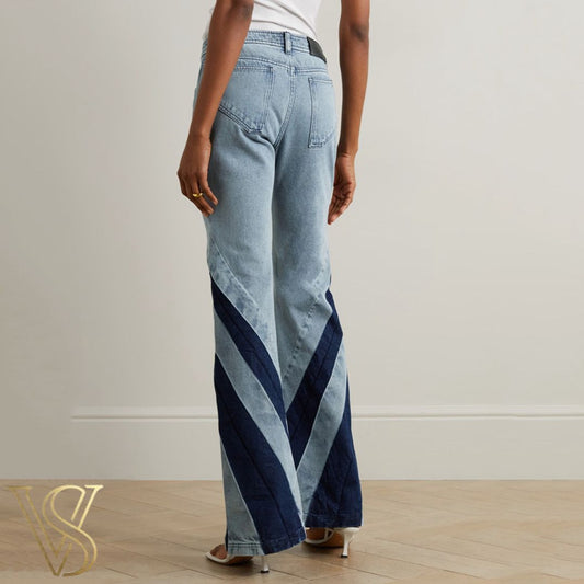 Asymmetric Patchwork Denim Set