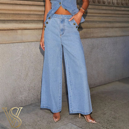 Retro Denim Vest Set