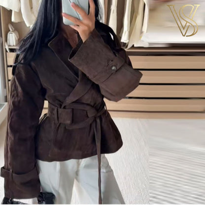 Retro Suede Belted Jacket