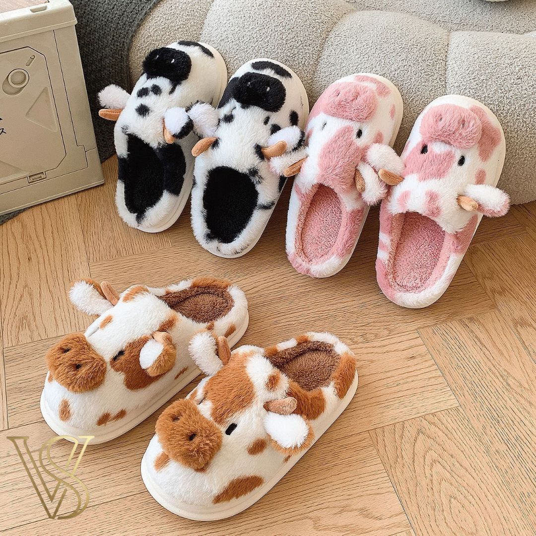 Fluffy Cow Slippers