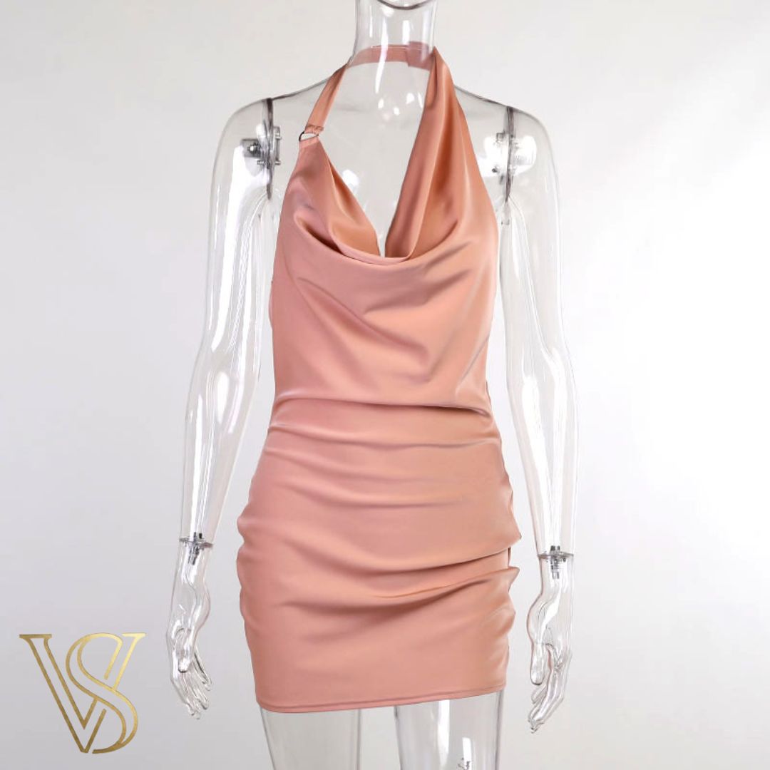 Satin Halter Mini Dress