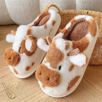 Fluffy Cow Slippers