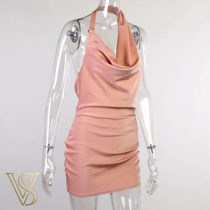 Satin Halter Mini Dress