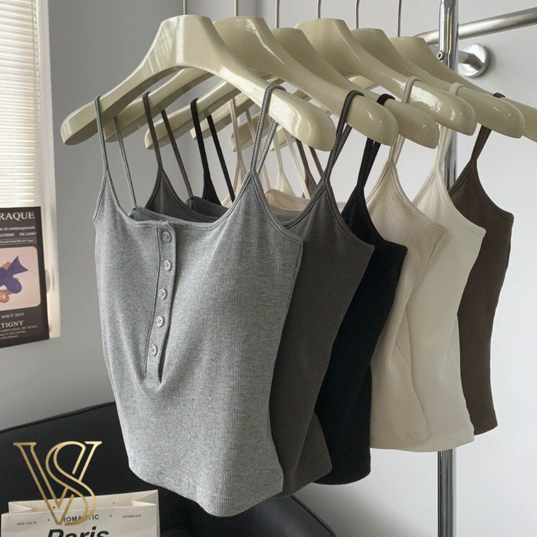 Ribbed Snap Button Cami