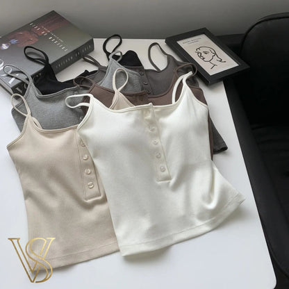 Ribbed Snap Button Cami