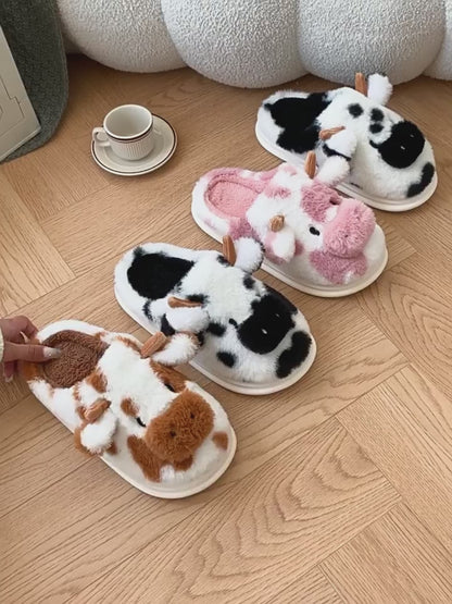 Fluffy Cow Slippers