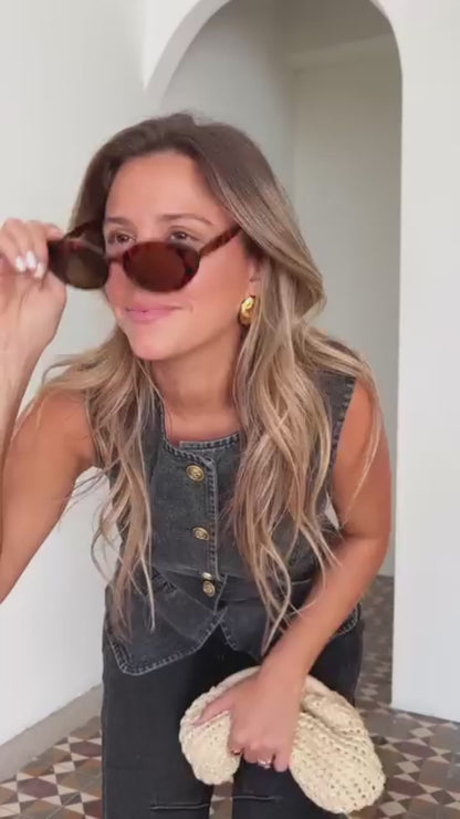 Retro Denim Vest Set